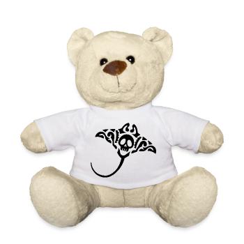 Raie Manta et crâne (noir) - Nounours - blanc - Devant