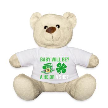 Révélation du sexe de la fête de bébé : la Saint-Patrick - Nounours - blanc - Devant