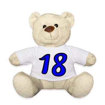 18. 18 ANS. 18e ANNIVERSAIRE. ANNIVERSAIRE 18 ANS. - Nounours - blanc - Devant