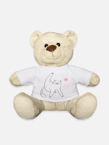 Yoga Cat - Teddy Bear - white