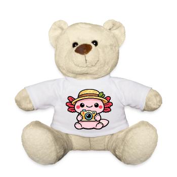 Axolotl Kamera Kawaii Strohhut-Zauber - Teddy - Weiß - Vorne