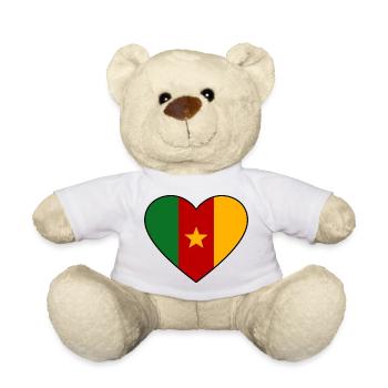 Kamerun Flagge Herz - Teddy - Weiß - Vorne
