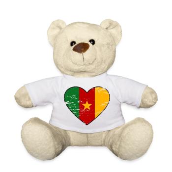 Kamerun Flagge Herz - Teddy - Weiß - Vorne