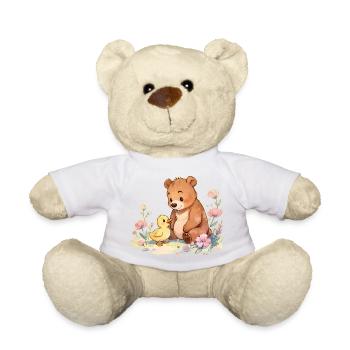 Kawaii-Blumen, niedlicher Babybär und Entlein 🐻🐥 - Teddy - Weiß - Vorne