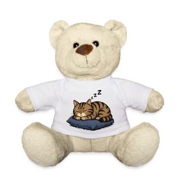 Sleeping cat on pillow - Teddy Bear - white - Front