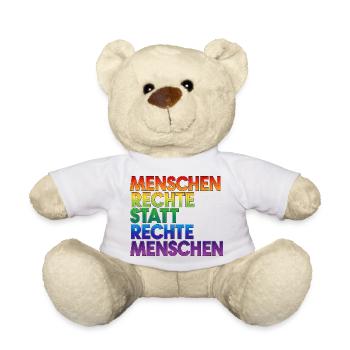 Regenbogen Statement Spruch Menschenrechte - Teddy - Weiß - Vorne