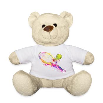 Tennis Racket Player Coach Court Lover - Teddy Bear - white - Front
