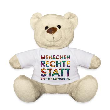 Menschenrechte Spruch für Aktivisten gegen rechts - Teddy - Weiß - Vorne