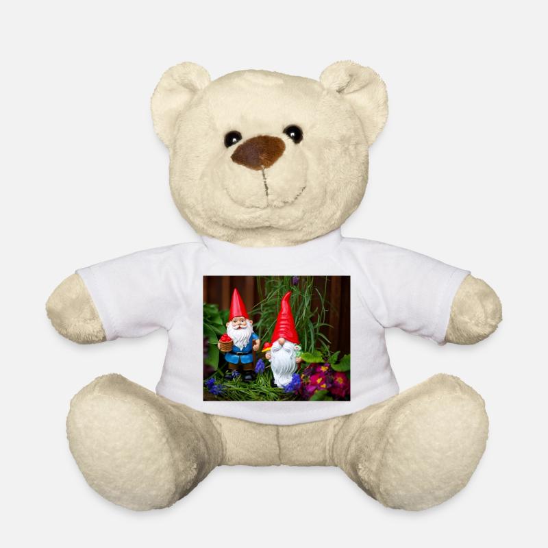 Garden Gnome with Red Hats - Teddy Bear - white