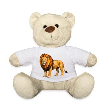 Low Poly Löwe Gelb Orange - Teddy - Weiß - Vorne
