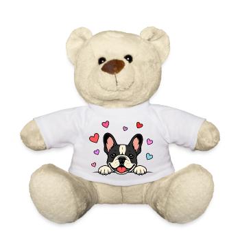 Französische_Bulldogge_Pfoten_Herz-schwarz - Teddy - Weiß - Vorne