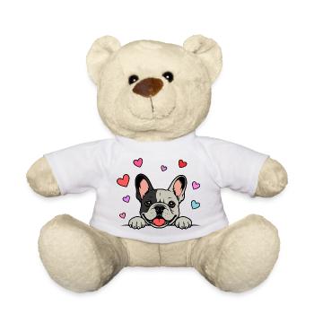 Französische_Bulldogge_Pfoten_mit_Herz_schwatzwei ß - Teddy Bear - white - Front