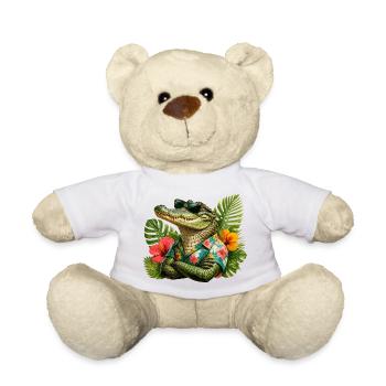 Alligator Hawaiian look - Teddy Bear - white - Front