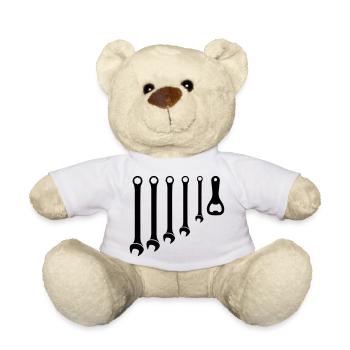 Werkzeug Set & Flaschenöffner Handwerker - Teddy - Weiß - Vorne