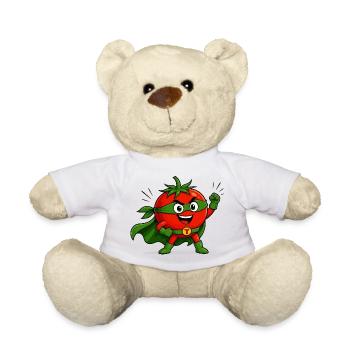 Motif de bande dessinée de super-héros tomate - Nounours - blanc - Devant