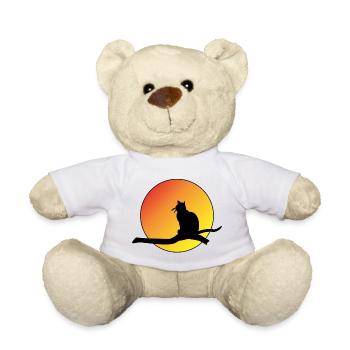 Sunset Cat Silhouette - Teddy Bear - white - Front