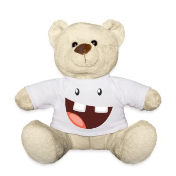 Funny monster with a big grin - Teddy Bear - white - Front