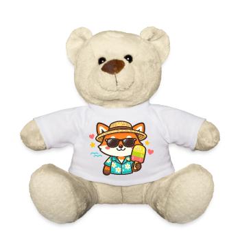 Cool Fox Hawaii Summer - Teddy Bear - white - Front