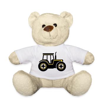 Schwarz-gelber Traktor-Icon-Aufkleber - Teddy - Weiß - Vorne