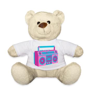 Boombox Ghettoblaster 80er Retro Roller Disco - Teddy - Weiß - Vorne