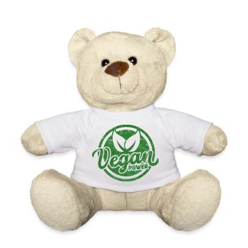 Vegan Power Emblem - Teddy Bear - white - Front