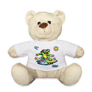 Neon Frog Surf Scene - Teddy Bear - white - Front