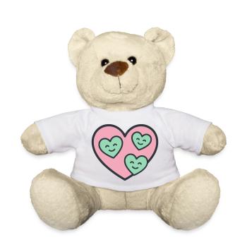 Heart Three Children Mom Mother of Three Love - Teddy Bear - white - Front