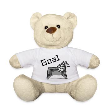 Goal! Fußball Tor – Handgezeichnetes Fußball Desig - Teddy - Weiß - Vorne