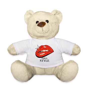 Leopard Lips Pop Art - Teddy Bear - white - Front