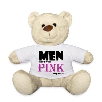 Pink Serif Logo Tee Art - Teddy Bear - white - Front