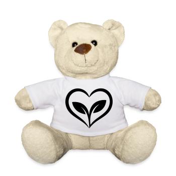 Cœur de jardinier avec plante - Nounours - blanc - Devant