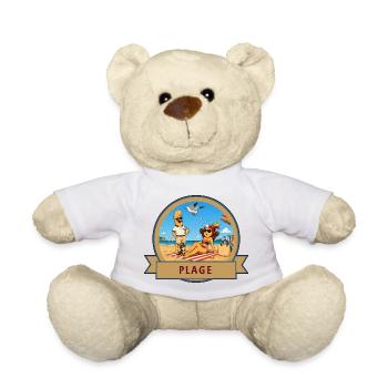 Kek & Ina à la plage - gag de la vie - Nounours - blanc - Devant
