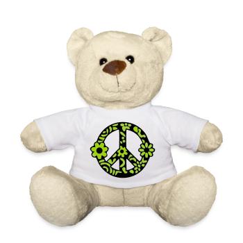 Peace Zeichen Blumen Icon - Teddy - Weiß - Vorne