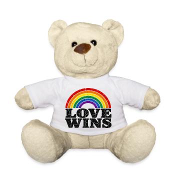 Love Wins Regenbogen CSD Vintage Spruch - Teddy - Weiß - Vorne