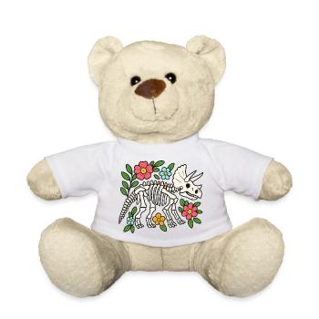 Triceratops Skelett mit Blumen - Teddy - Weiß - Vorne