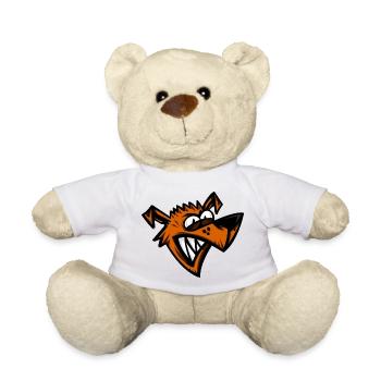 Funny Crazy Dog Cartoon Head - Teddy Bear - white - Front