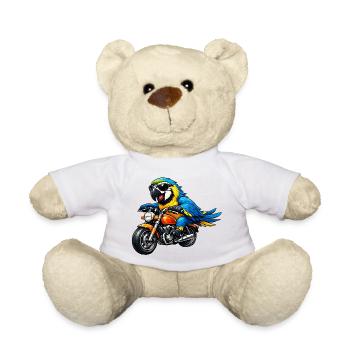 Parrot on the motorcycle - Teddy Bear - white - Front