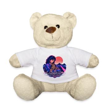 80s Retro Synthwave Bengal Cat - Teddy Bear - white - Front