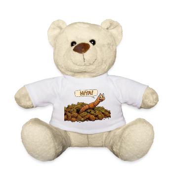 A smiling worm. Earthworm - Teddy Bear - white - Front