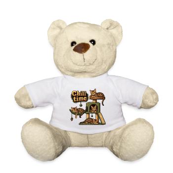 Pixel Art Bengal Cats Cat Scratching Post - Teddy Bear - white - Front