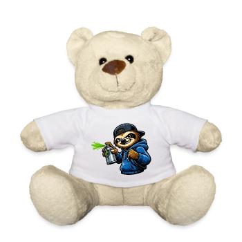Cool sloth spraying graffiti - Teddy Bear - white - Front