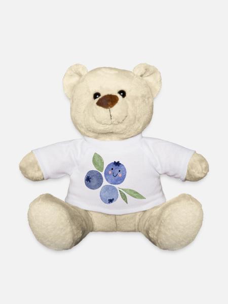 Blaubeeren Aquarell Trio mit Gesicht - Teddy - Weiß