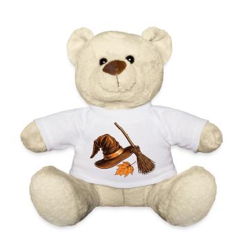 Hexenhut und Herbstbesen - Teddy - Weiß - Vorne