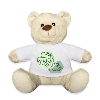 Pastellfarbene Monstera-Blätter im einfachen Linienstil - Teddy - Weiß - Vorne