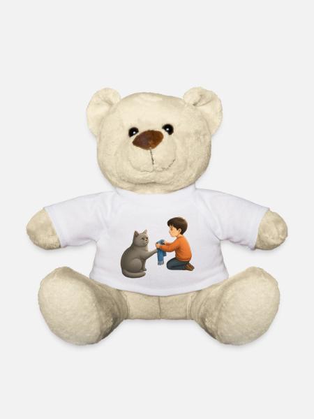 Teodoro y la bufanda azul | Junge und Katze - Teddy - Weiß