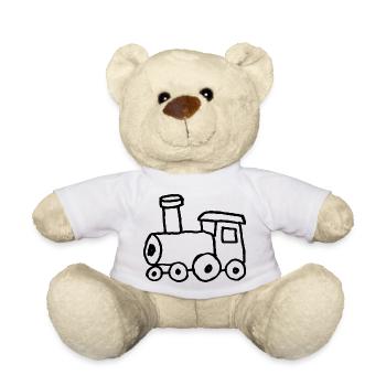 Handgezeichnete Spielzeug-Lokomotive - Teddy - Weiß - Vorne