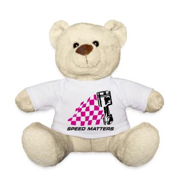 SPEED MATTERS (RACE FLAG, PISTON) - Teddy Bear - white - Front