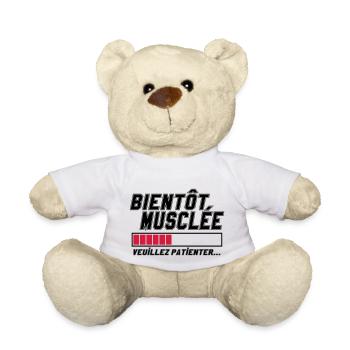 Bientôt musclée veuillez patienter,message,muscu - Nounours - blanc - Devant
