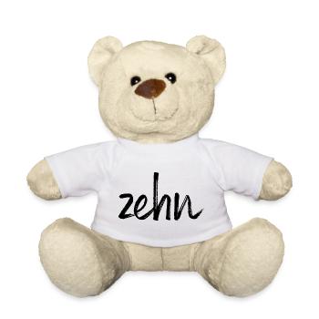 zehn 10 Geburtstag Geschenk Zahl - Teddy - Weiß - Vorne