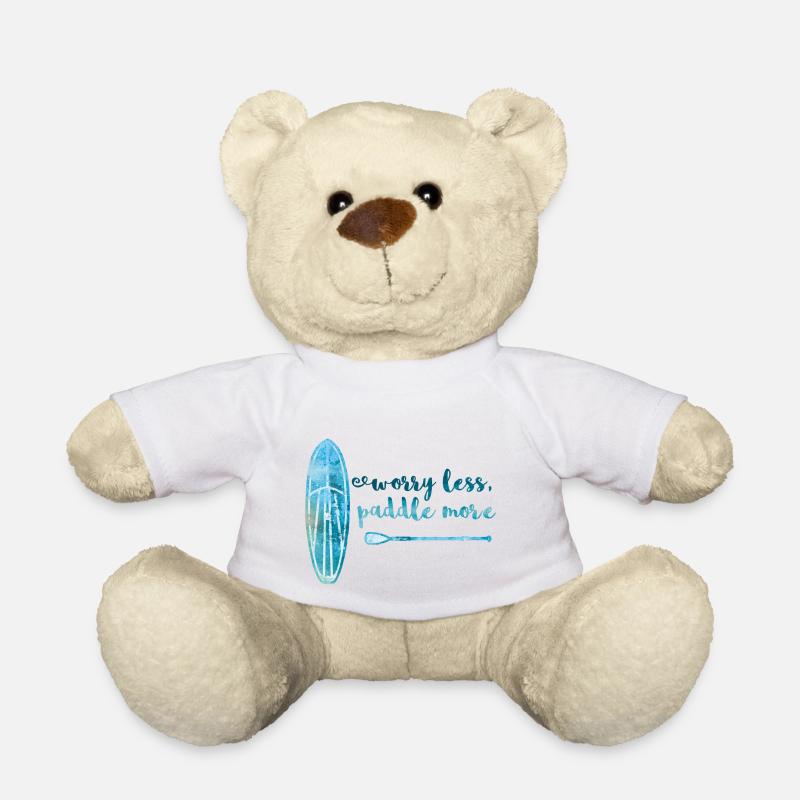 Worry less paddle more Stand Up Paddle Board SUP - Teddy Bear - white